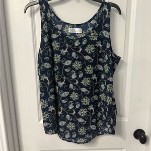 Time and Tru Navy Blue Floral Women's Blouse